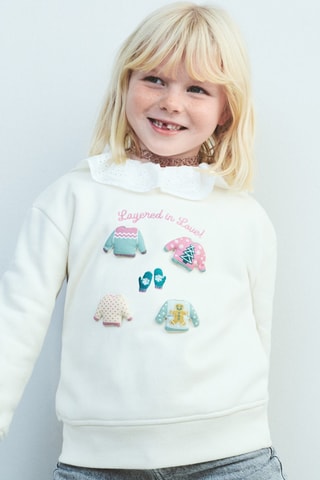 Sweat-shirt avec empiècements - Écru