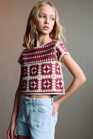Short en jean droit - Bleu