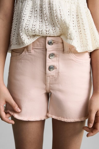 Short en jean revers effilochés - Rose