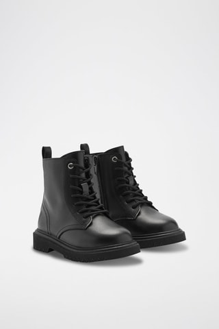 Bottines cuir lacets - Noir
