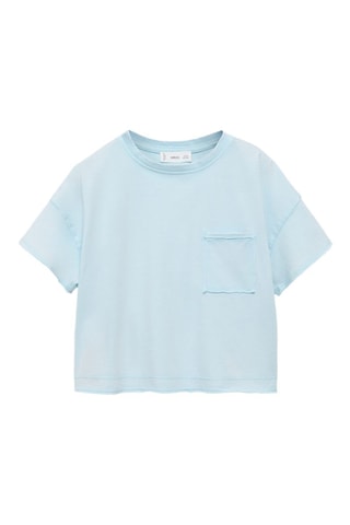 T-shirt crop poche - Bleu