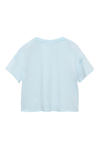 T-shirt crop poche - Bleu