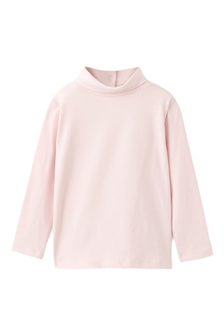 T-shirt en coton à col roulé - Rose