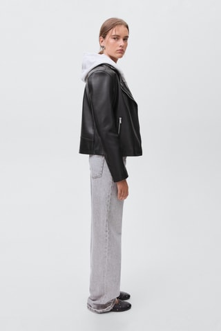 Veste biker en similicuir - Noir