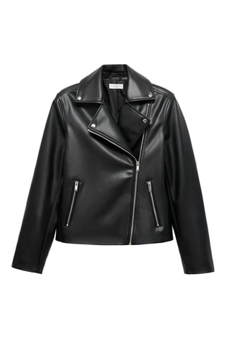 Veste biker en similicuir - Noir