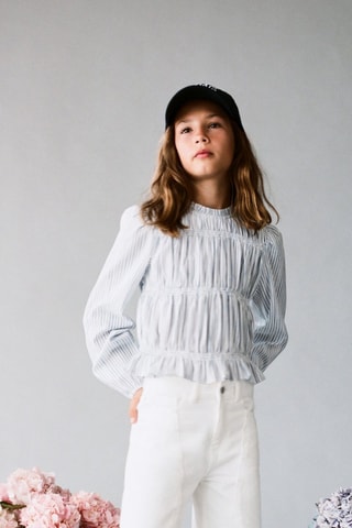Blouse à rayures en coton - Bleu