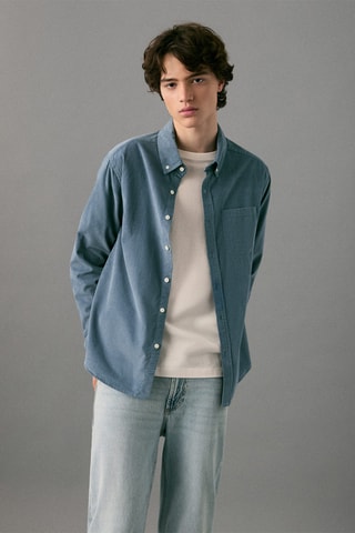 Chemise en velours côtelé et coton - Bleu clair