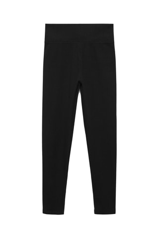 Legging maille côtelée coton - Noir