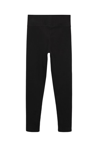 Legging maille côtelée coton - Noir
