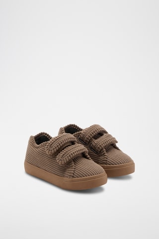 Tennis velours côtelé Velcro - Marron