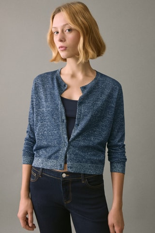 Cardigan maille Lurex - Bleu marine