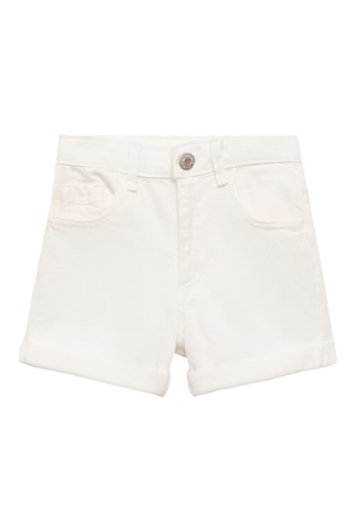 Short en jean droit - Blanc