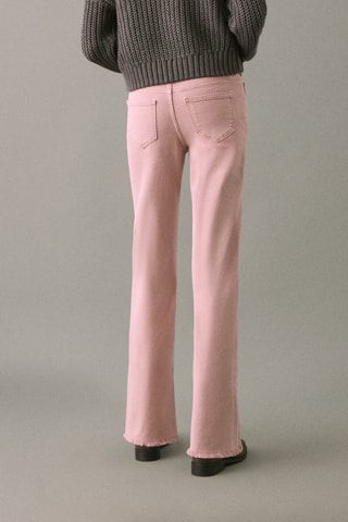 Jean flare ourlet effiloché - Rose