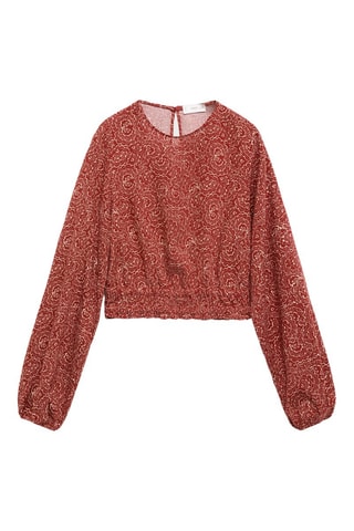 Blouse imprimée manches bouffantes - Orange