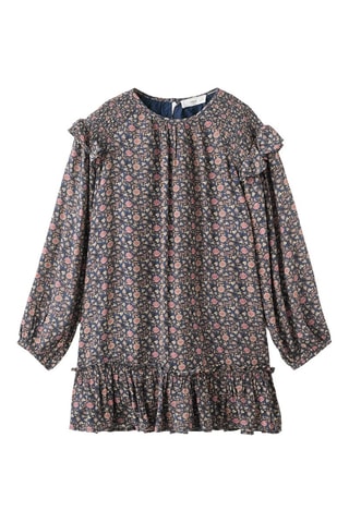 Robe imprimée à volants - Bleu