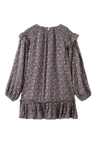 Robe imprimée à volants - Bleu