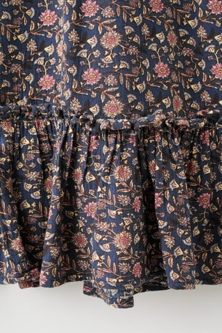 Robe imprimée à volants - Bleu