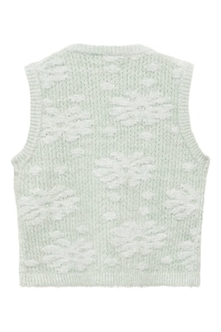 Gilet broderie fleurs - Vert