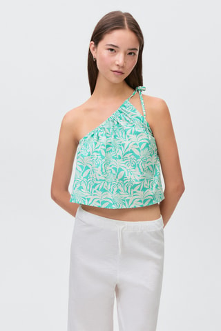 Top asymétrique imprimé - Turquoise