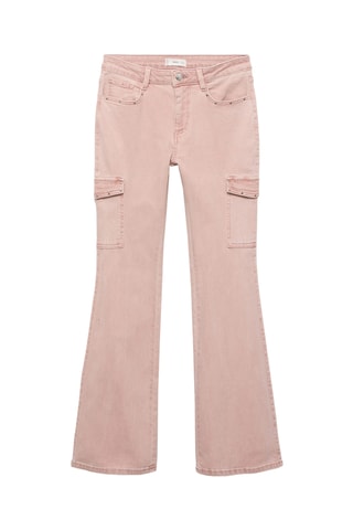 Jean flare cargo clouté - Rose