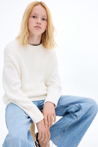 Pull-over maille manches longues - Blanc