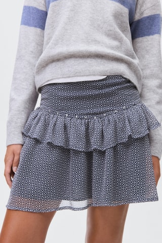Jupe volants strass - Bleu marine