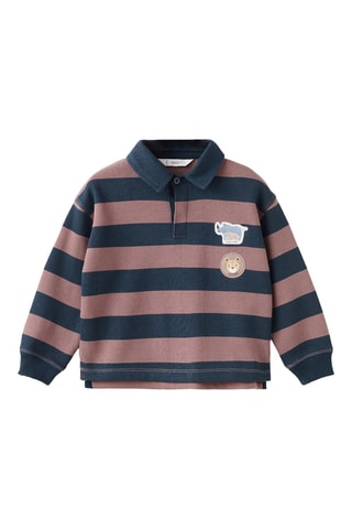 Sweat imprimé col polo - Bleu marine