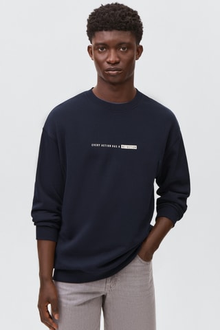 Sweat-shirt coton imprimé - Bleu marine