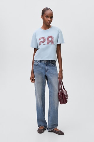 T-shirt en coton imprimé - Bleu