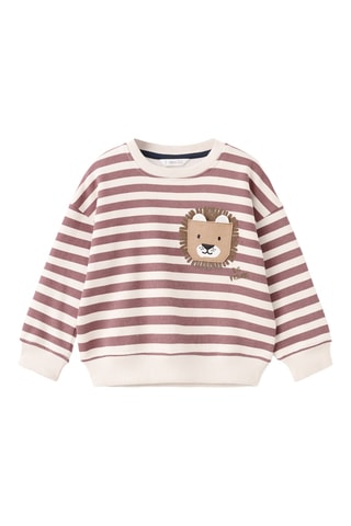 Sweat rayé imprimé animal - Violet