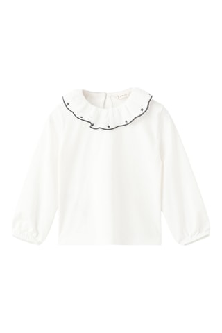 T-shirt coton avec broderie étoiles - Blanc