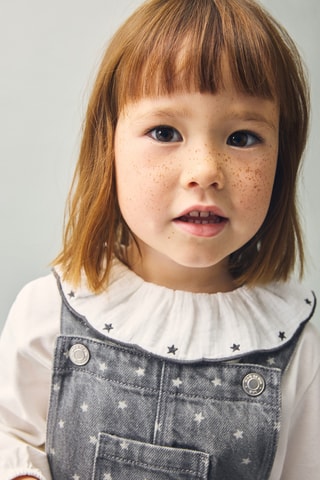 T-shirt coton avec broderie étoiles - Blanc