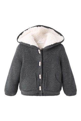Cardigan imitation mouton capuche - Anthracite