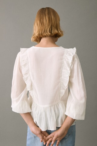 Blouse volants fluide - Blanc