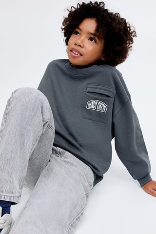 Sweat-shirt coton imprimé - Gris foncé
