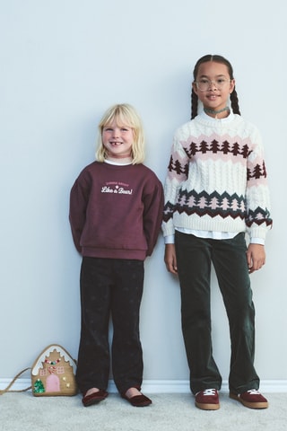 Sweat-shirt coton imprimé - Rouge