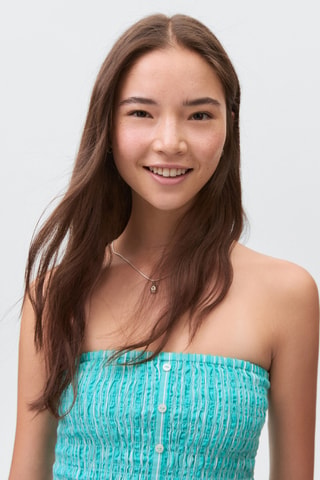 Top bustier froncé - Turquoise