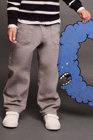 Jean droit coton - Gris