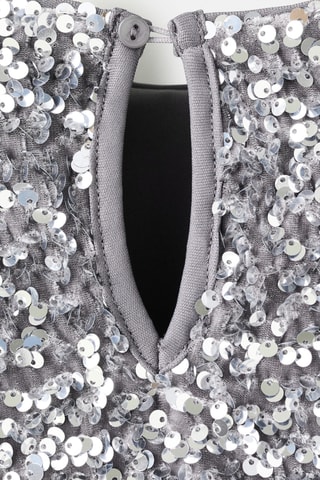 Robe paillettes manches longues - Argenté