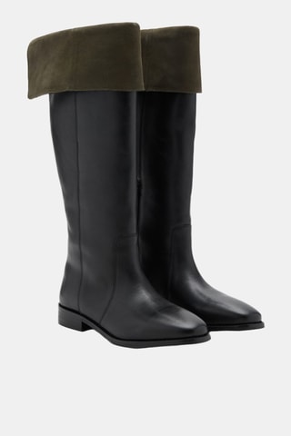 Bottes hautes cuir retourné - Noir