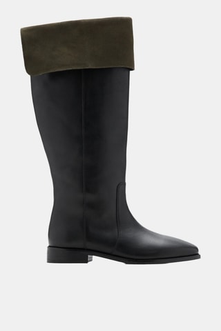 Bottes hautes cuir retourné - Noir