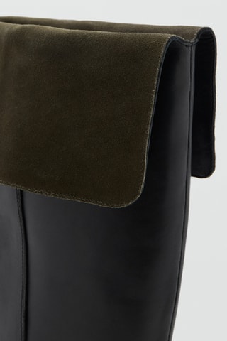 Bottes hautes cuir retourné - Noir