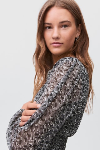 Robe léopard à volants - Gris
