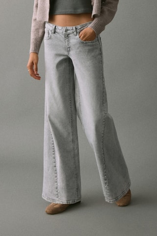 Jean taille basse à clous - Gris