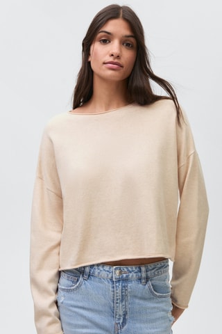 Pull-over maille fine oversize - Beige