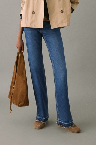 Jean flare taille basse - Bleu marine