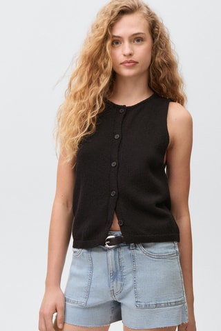 Shorts effiloché taille basse - Bleu clair