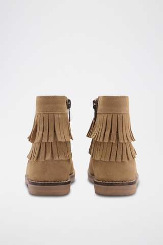 Bottines à franges cuir - Beige