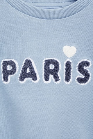 Sweat-shirt coton à message en relief - Bleu