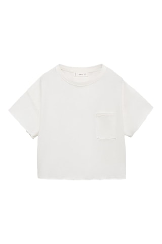 T-shirt crop poche - Blanc
